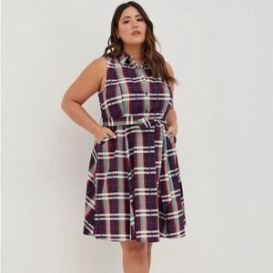 Torrid belted Plaid Sleeveless Dress 2X